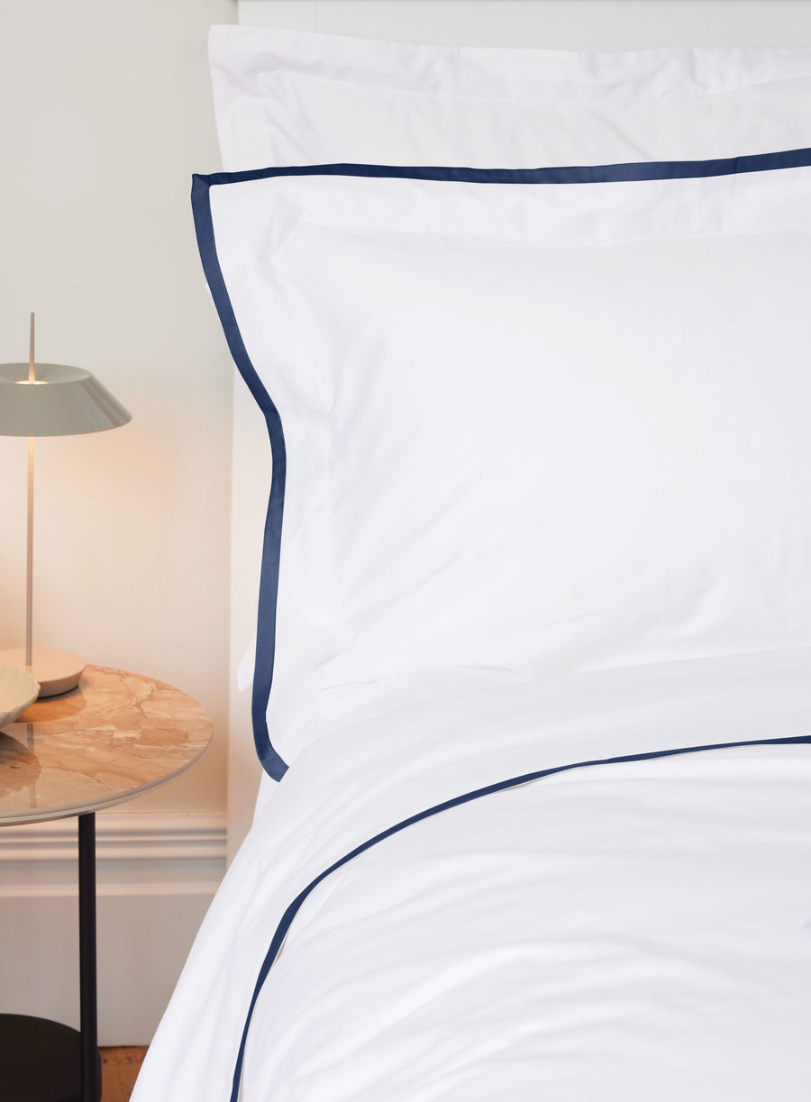 Navy Edged - Duvet cover + Pillowcases | 100% Organic Certified Cotton