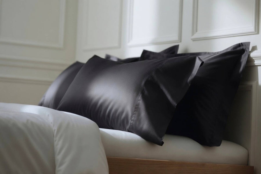 Midnight Slate pillowcases from House of march in  GOTS certified organic cotton
