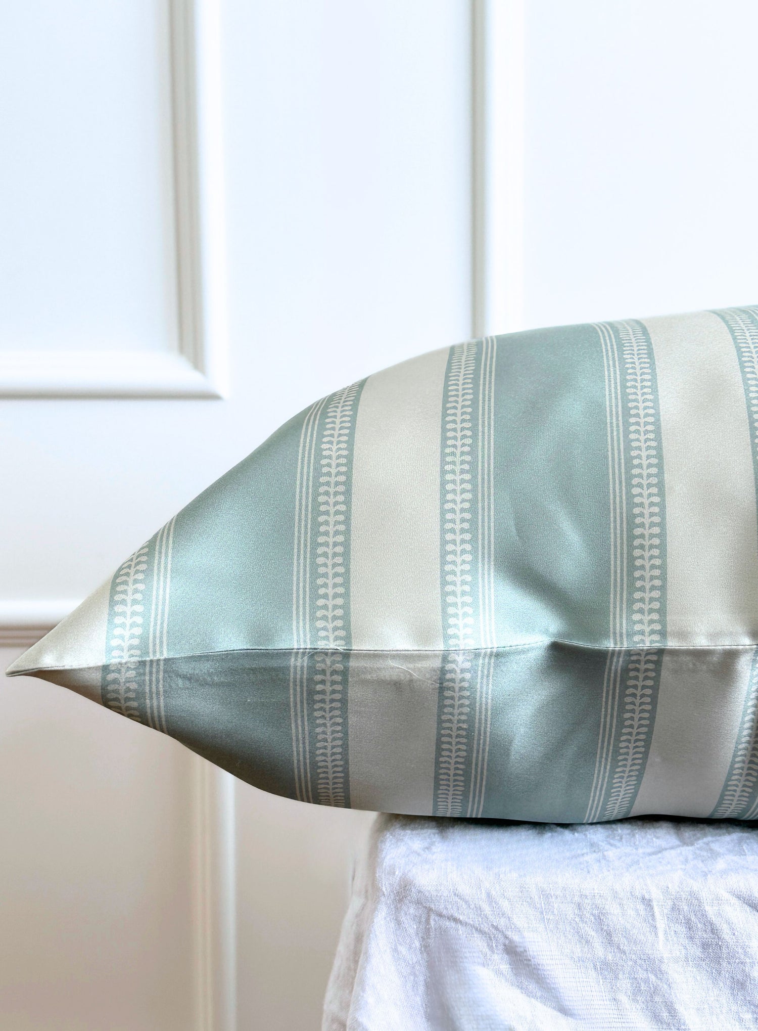 Light Blue Striped House of March Mulberry Silk Pillowcase