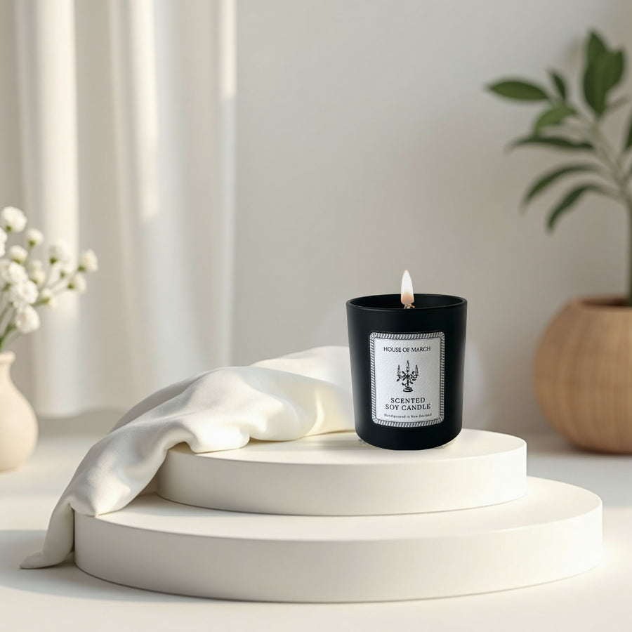 White Cotton Pillowcase Pair & Candle Set