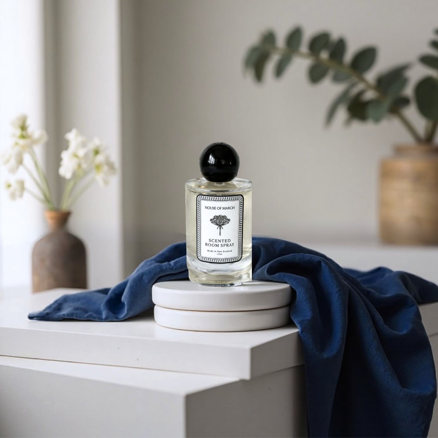 Navy Organic Cotton Pillowcase & Signature Room Spray Set