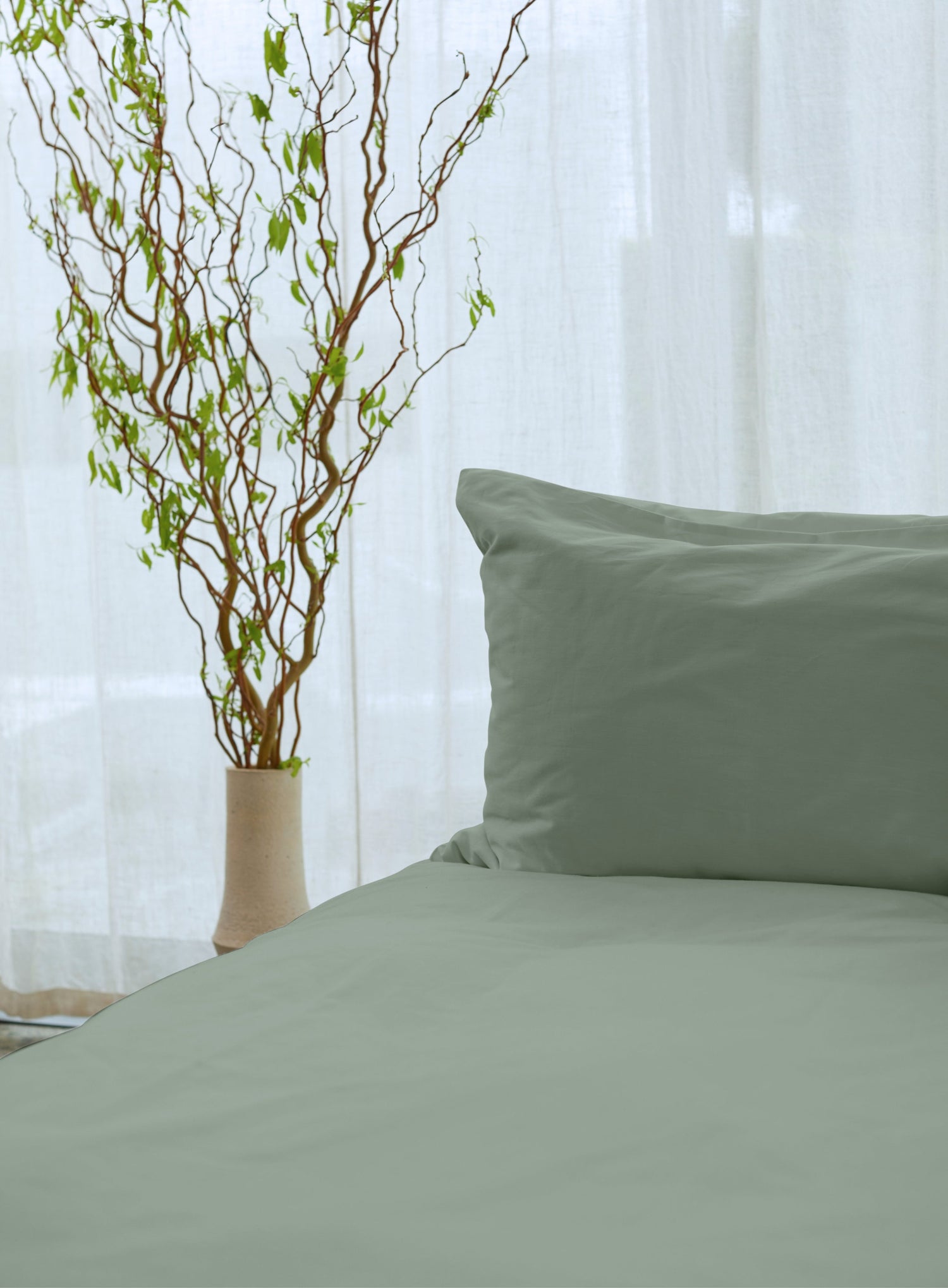 sage duvet cover with bamboo