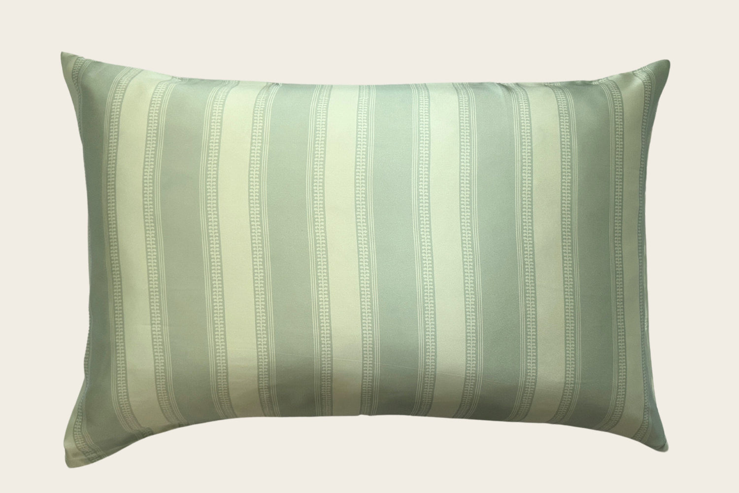 Striped Silk Pillowcase - Sage - Single