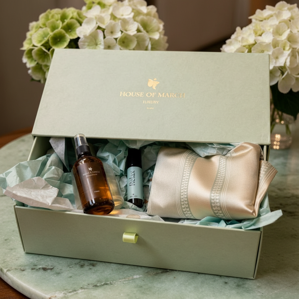 House of March Luxury Sleep Gift Box Set - Blue Stripe (30% Off)