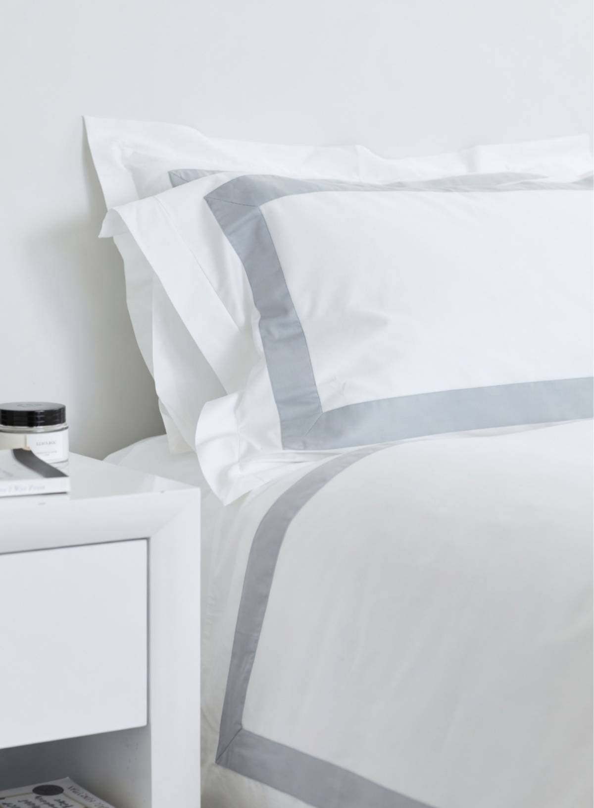 Banded Pillowcases - Faded Denim & White | Organic Cotton