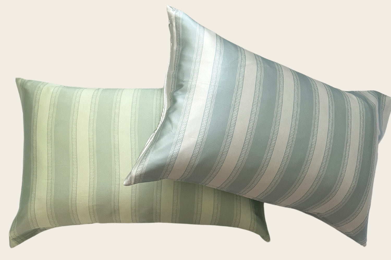 Striped Silk Pillowcase - Sage - Single