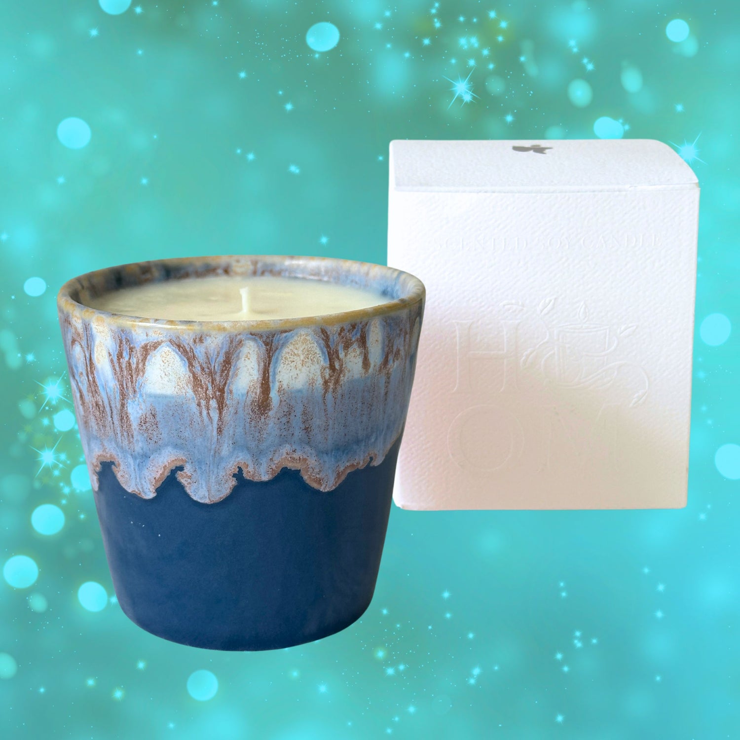midnight blue coffee cup candle by house of march