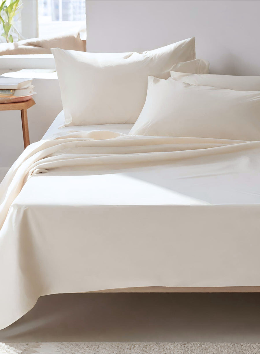 Clotted Cream - Percale Flat Sheet | 100% Organic Certified Cotton