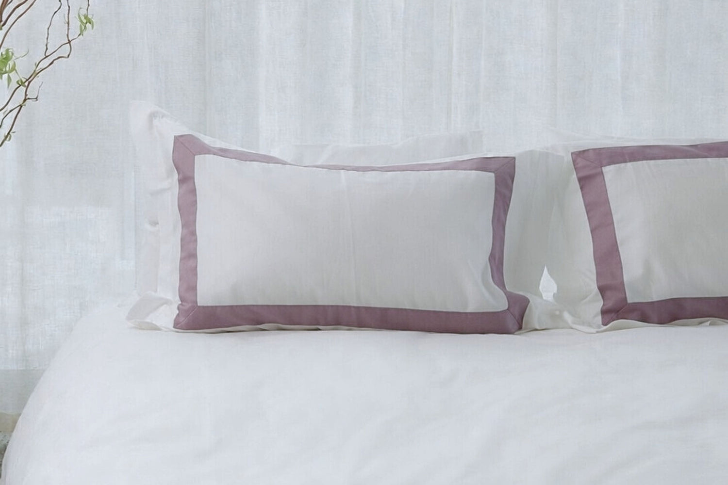 New! Banded Pillowcase Pair - Plum | 100% Organic Certified Cotton