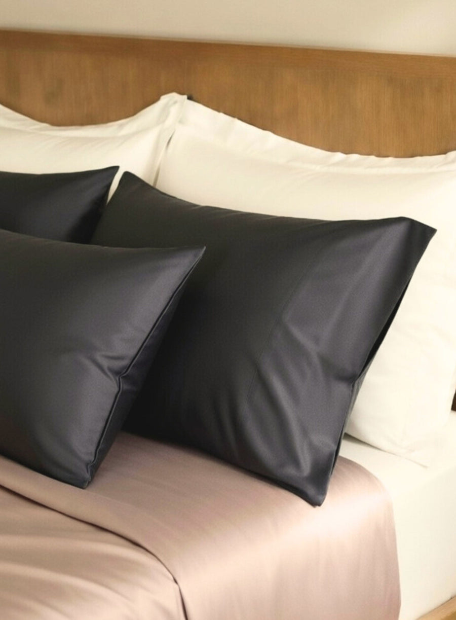 New! Midnight Slate - Hemmed Pillowcase Pair | 100% Organic Certified Cotton