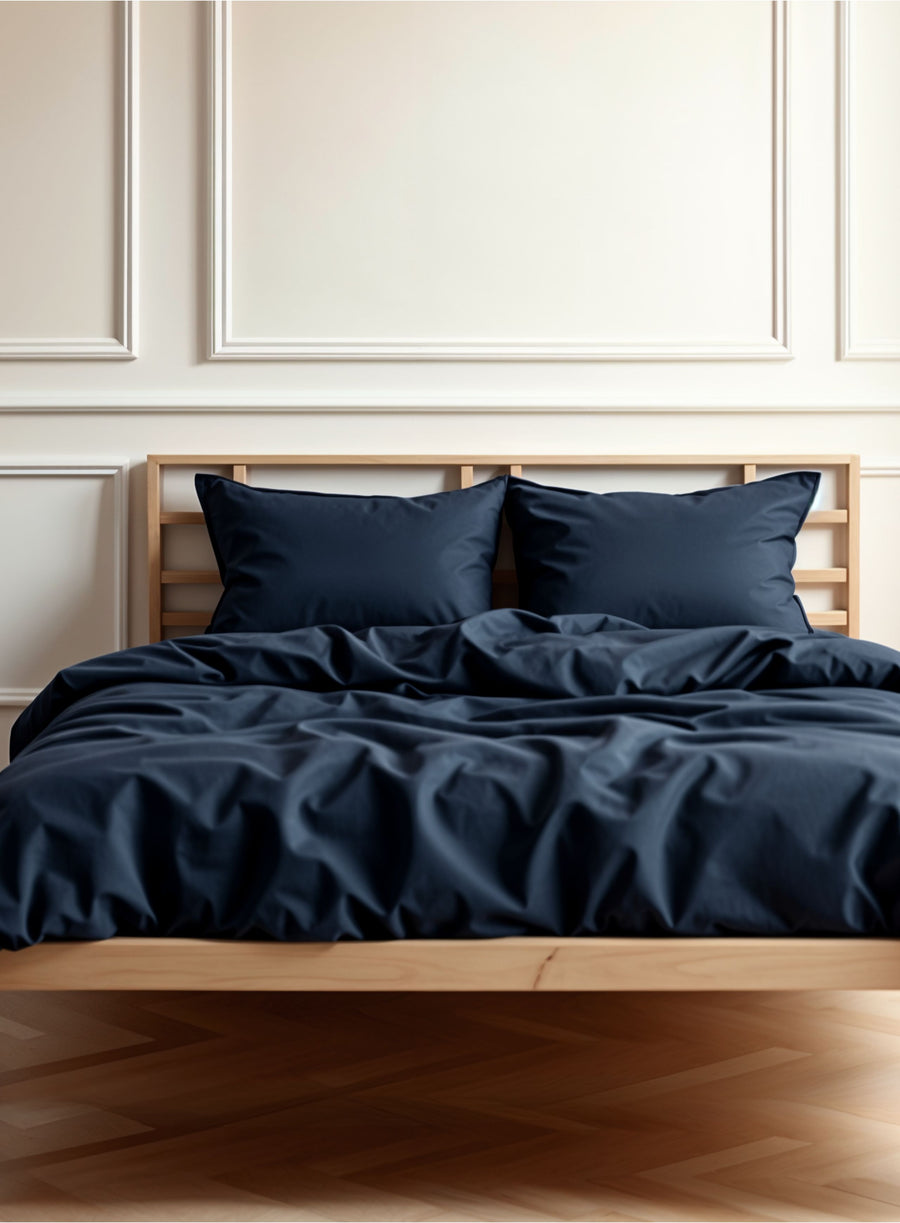 Navy Blue Duvet Cover + Pillowcases | 100% Organic Certified Cotton