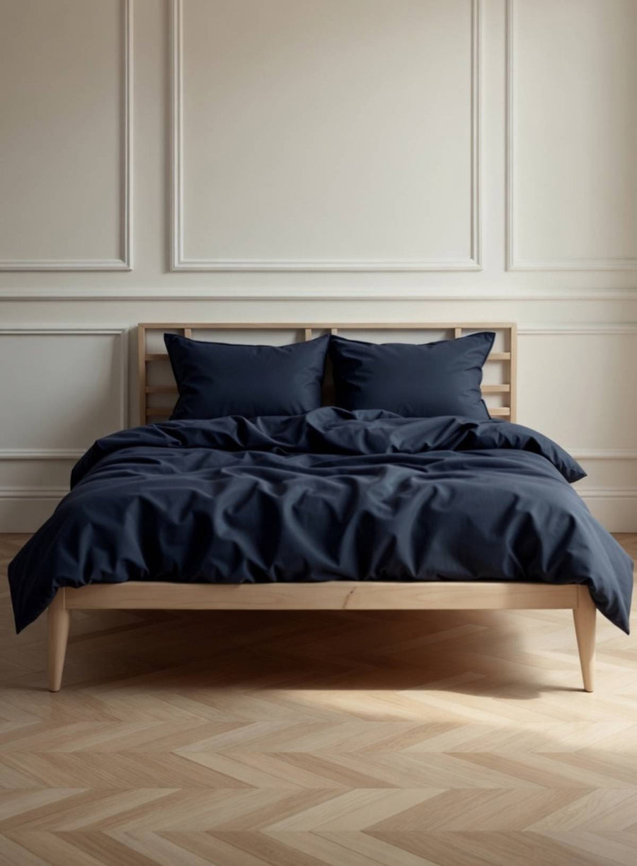 Navy Blue Duvet Cover + Pillowcases | Organic Cotton