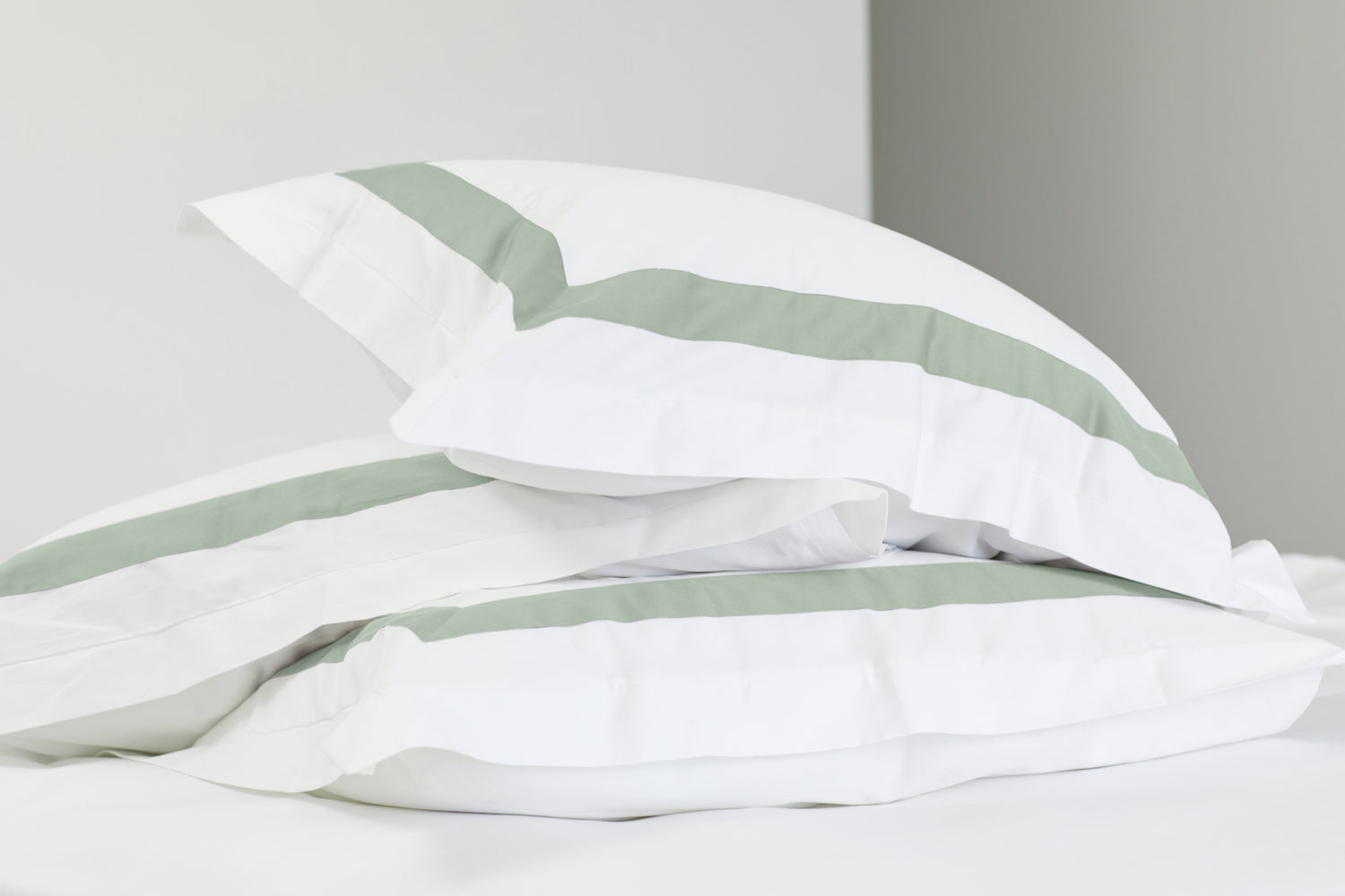 House of march luxury organic sage and white pillowcases