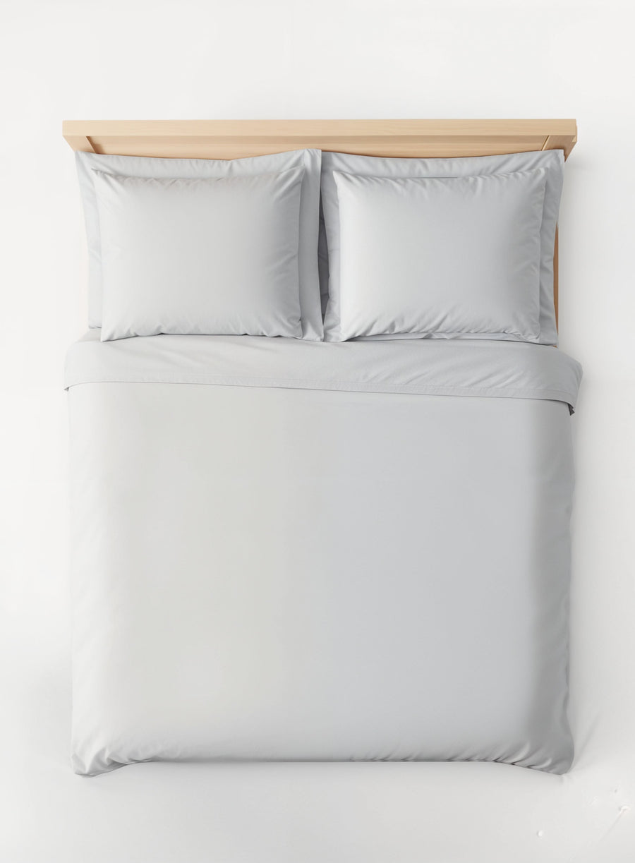 Pillowcase Pair Oxford Border - Pebble | 100% Organic Certified Cotton