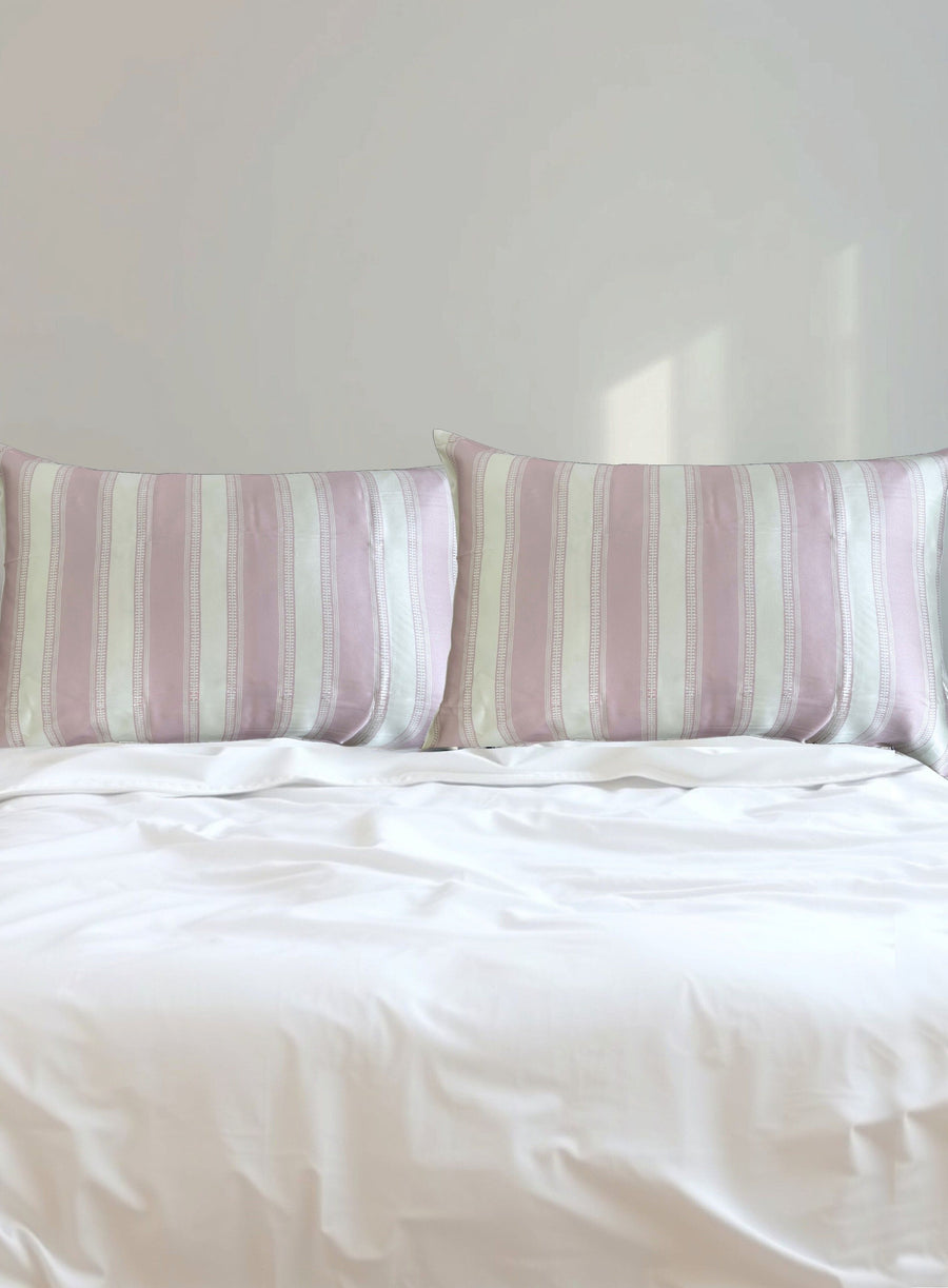 Single Mulberry Silk Pillowcase - Pink Striped