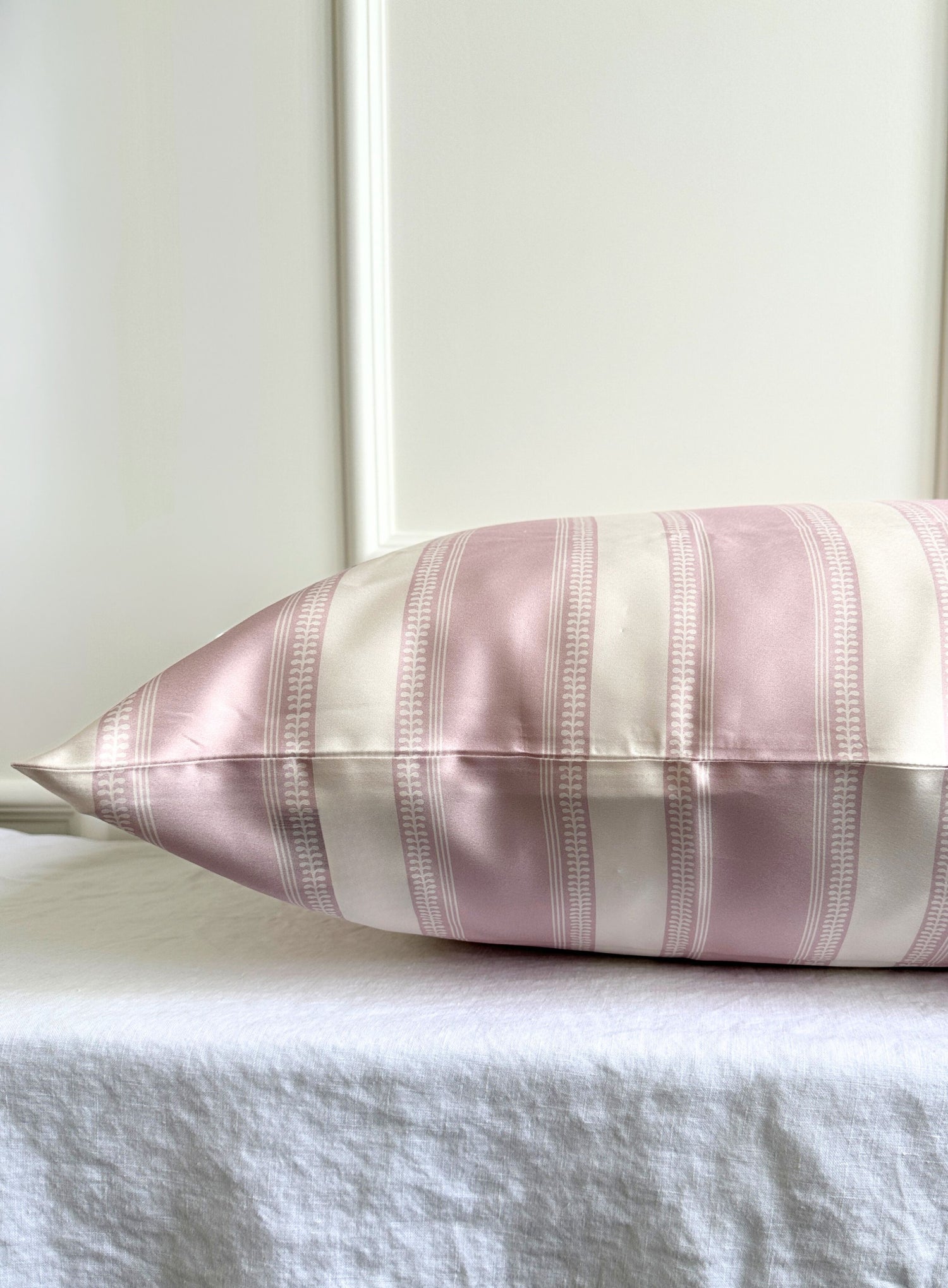 Striped Silk Pillowcase - Pink - Single