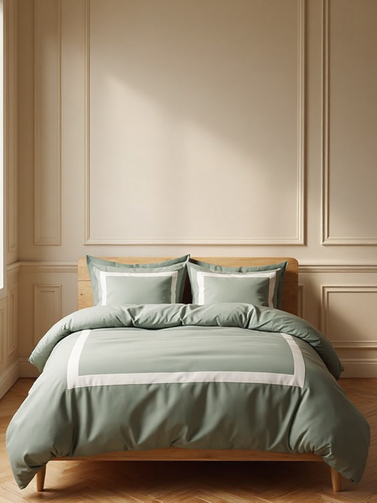 sage organic banded bedding set from house of march