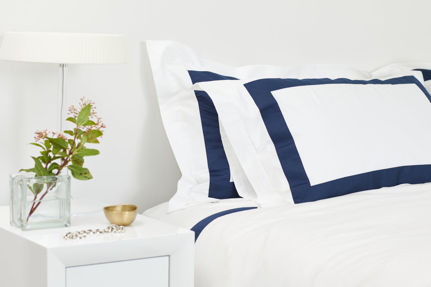 Banded Pillowcases Navy landscape